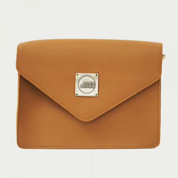 Good Design® Cross Body Nature Leather Bag with Metal Signature Branding