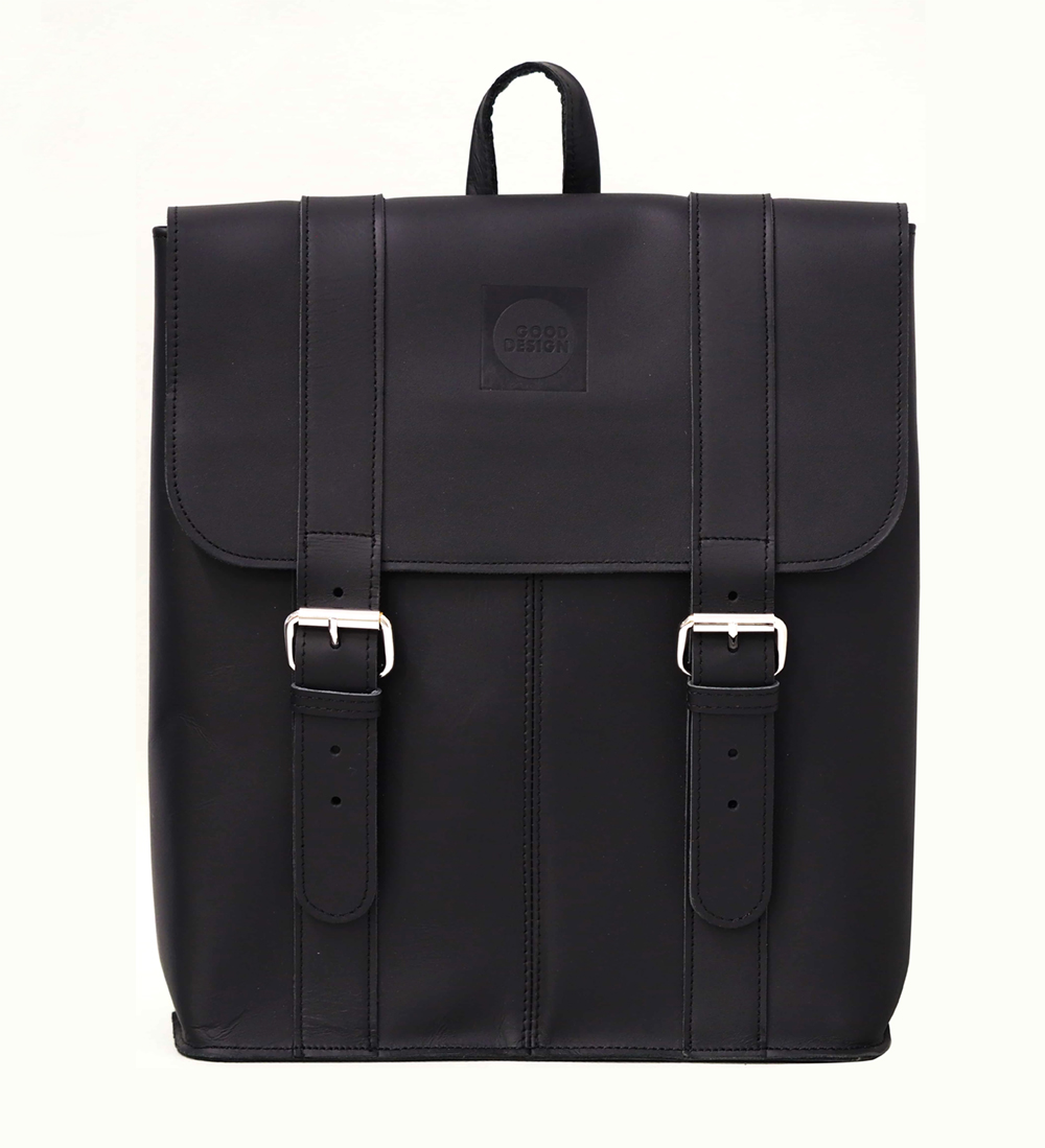 GOOD DESIGN® black leather backpack